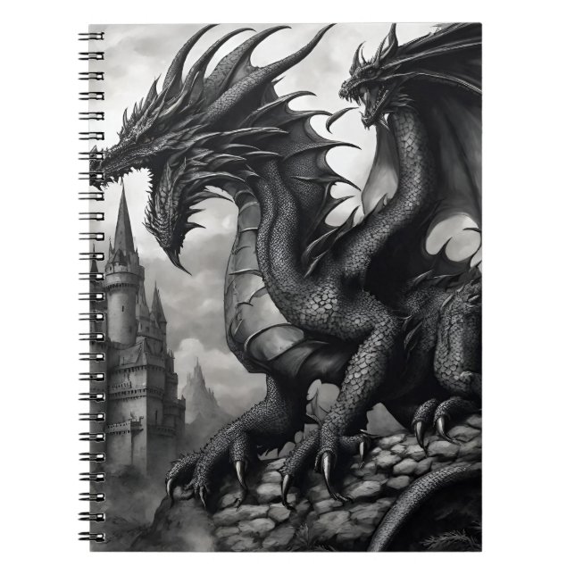  Detailed Gothic Dragon Art Notebook (Front)