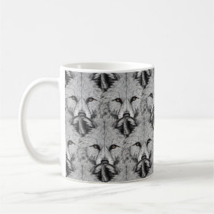Detailed Gray Fox Portrait with Intense Gaze Coffee Mug