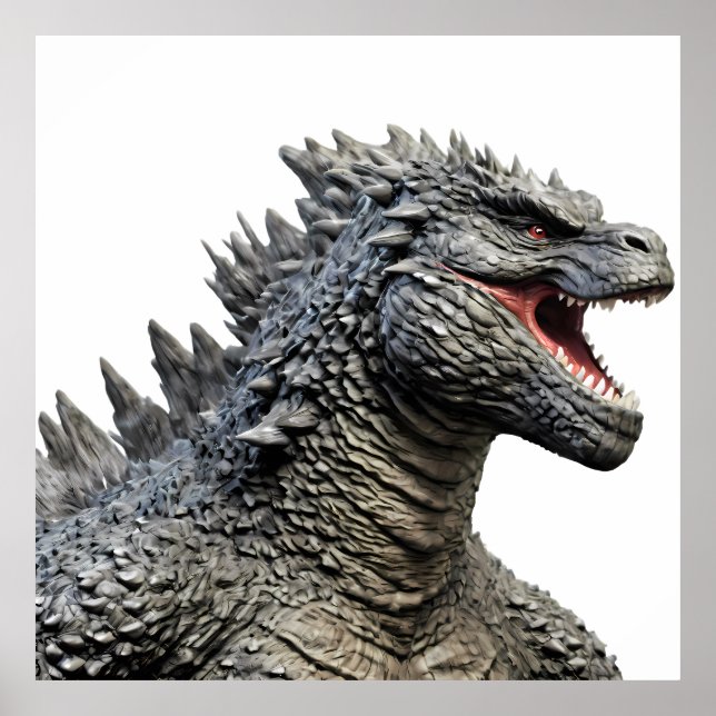 Detailed Head of Roaring Godzilla Monster Poster (Front)