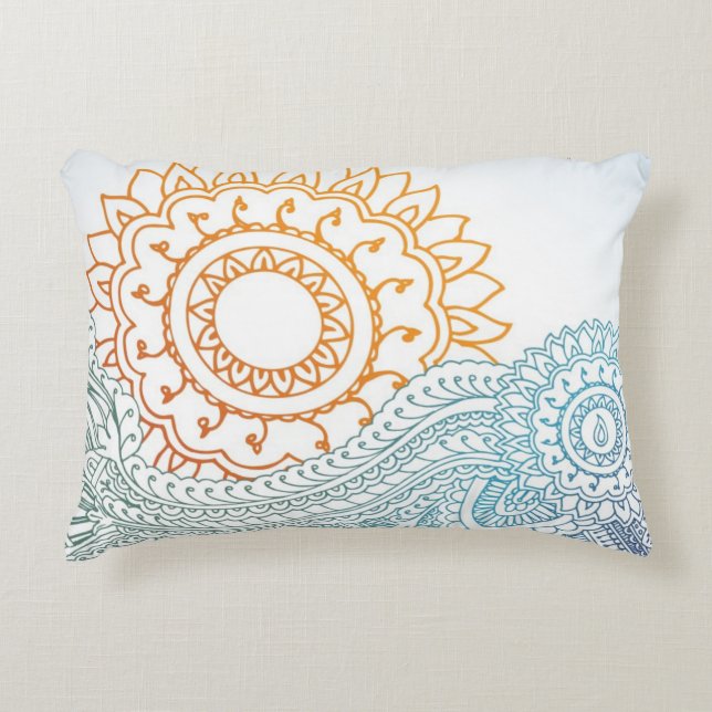 Detailed henna abstract sunrise decorative cushion (Front)