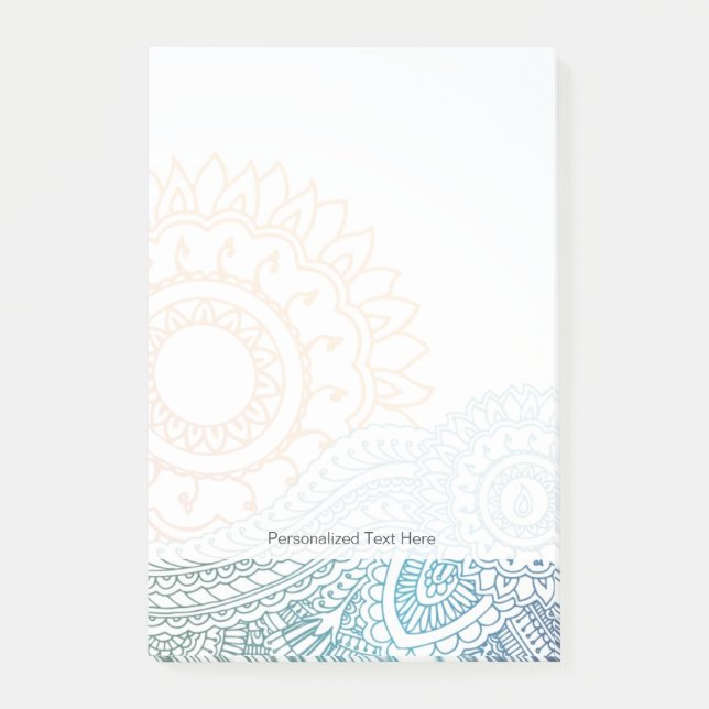 Detailed henna abstract sunrise post-it notes (Front)