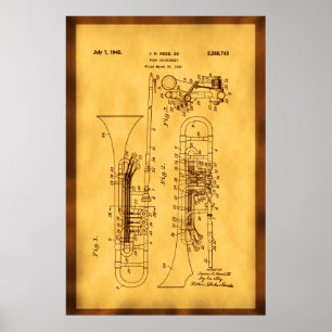 Detailed Hi res Trombone Patent art Poster
