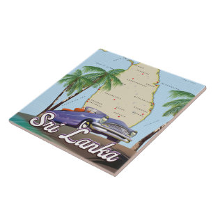 Detailed Illustrated map of Sri Lanka Ceramic Tile