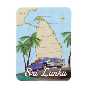 Detailed Illustrated map of Sri Lanka Magnet