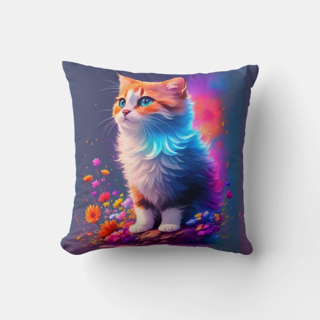 Detailed Illustration Face Tiny Cat Cushion (Front)