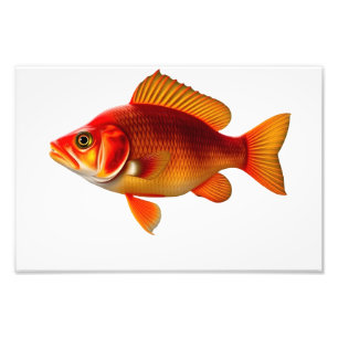 Detailed Illustration of a Red Goldfish Photo Print