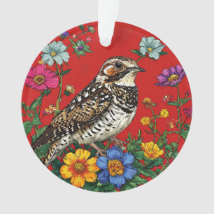 Detailed Illustration of a Thrush Bird Ornament