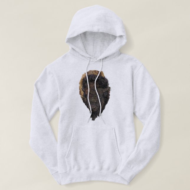 Detailed Illustration of an American Bison Head  Hoodie (Design Front)