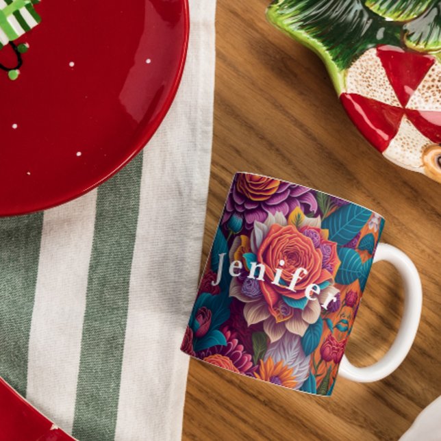 Detailed Illustration of Flowers Coffee Mug (Creator Uploaded)