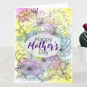 Detailed Line Art Soft Colour Palette Mother's Day Holiday Card
