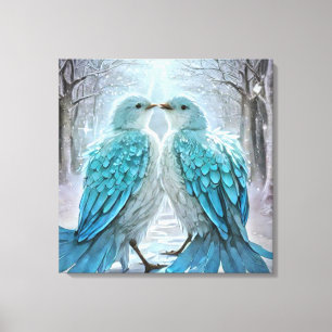 *~* Detailed Love Birds AP54 Art Winter Canvas Print