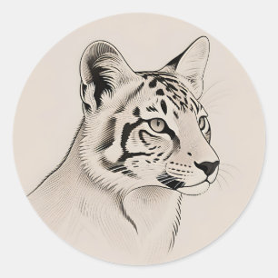 Detailed Lynx Portrait Line Art Classic Round Sticker