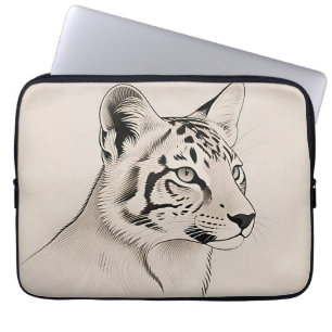 Detailed Lynx Portrait Line Art Laptop Sleeve