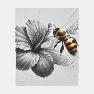 Detailed Macro View of a Honeybee Fleece Blanket