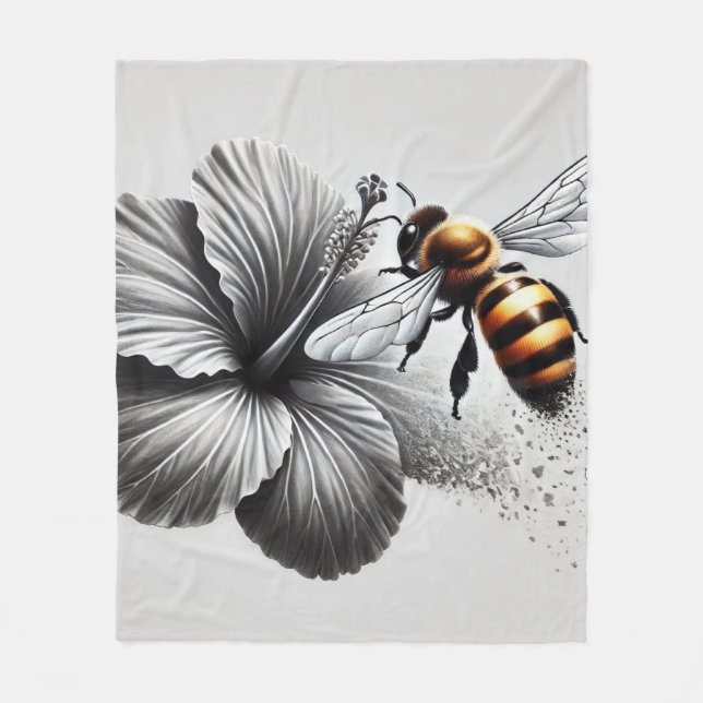 Detailed Macro View of a Honeybee Fleece Blanket (Front)