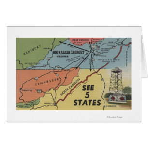 Detailed Map of 5 States - Big Walker Lookout, V