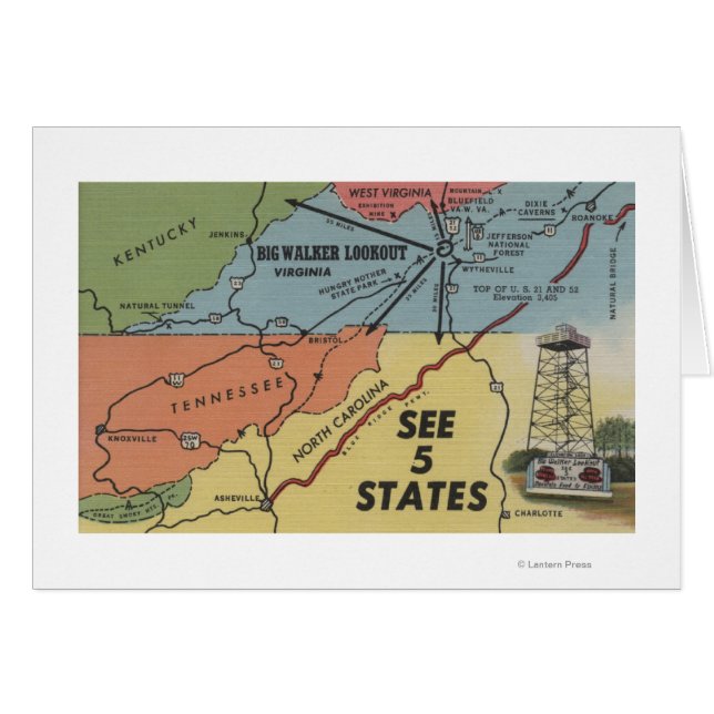 Detailed Map of 5 States - Big Walker Lookout, V (Front Horizontal)