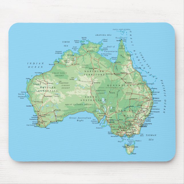 Detailed Map of Australia Mouse Pad (Front)