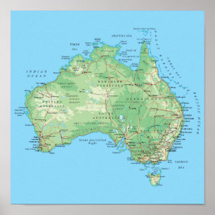 Detailed Map of Australia Poster