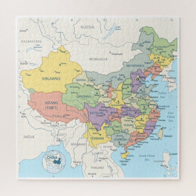 Detailed Map of China Jigsaw Puzzle (Vertical)
