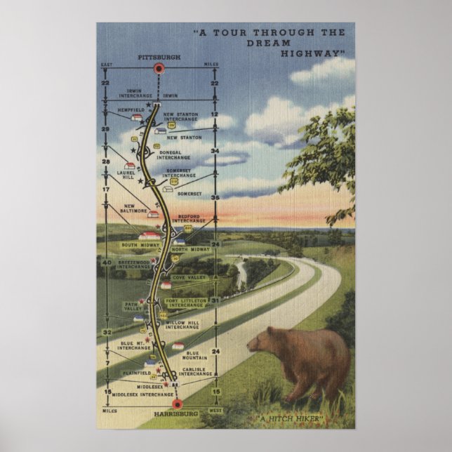 Detailed Map of the "Dream Highway" Poster (Front)