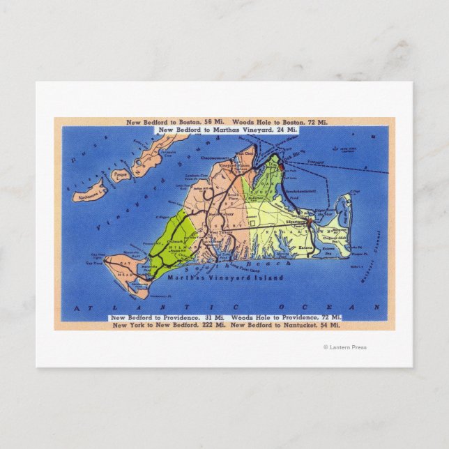 Detailed Map of the Island Postcard (Front)