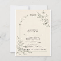Detailed Olive Botanical Wedding RSVP Card