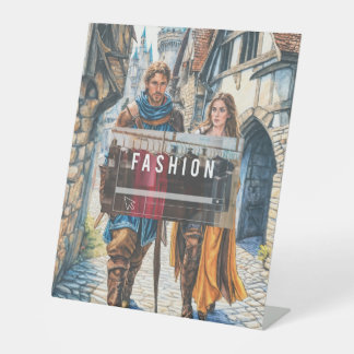 detailed pen and ink illustration of a new trading pedestal sign