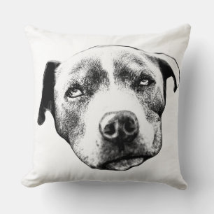 Detailed Pit Bull Portrait Throw Pillow