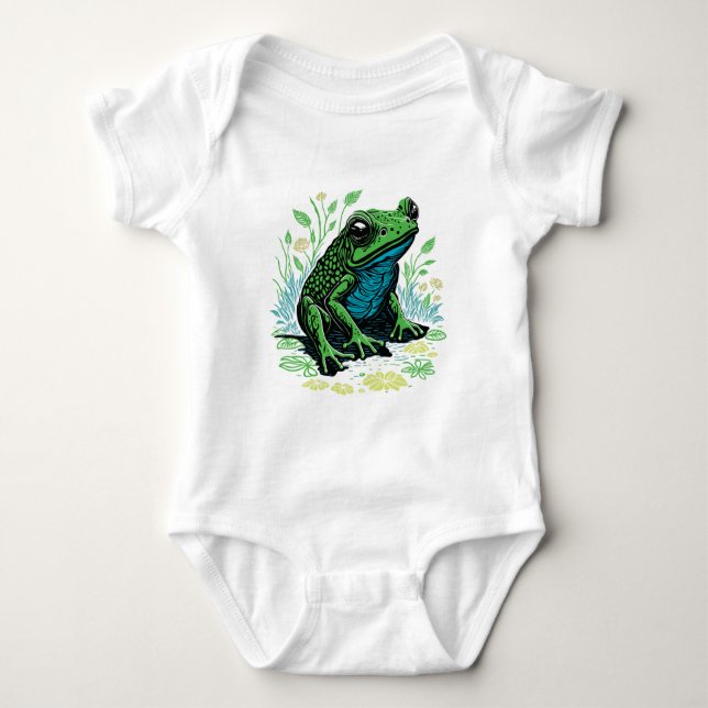 Detailed Pond Frog Baby Bodysuit (Front)