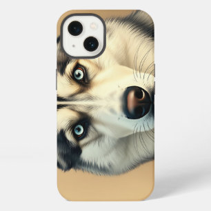 Detailed Portrait of a Siberian Husky with Vintage iPhone 13 Case