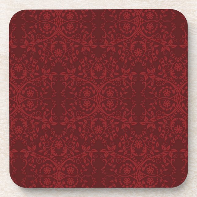Detailed Red Floral Wallpaper Coaster (Front)