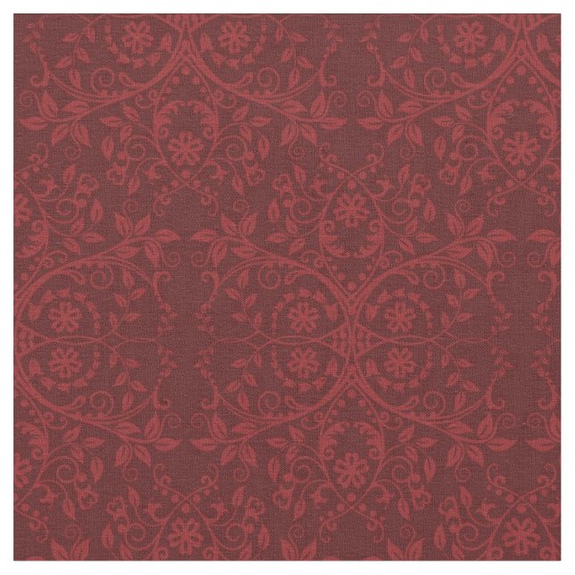 Detailed Red Floral Wallpaper Fabric (Close Up)
