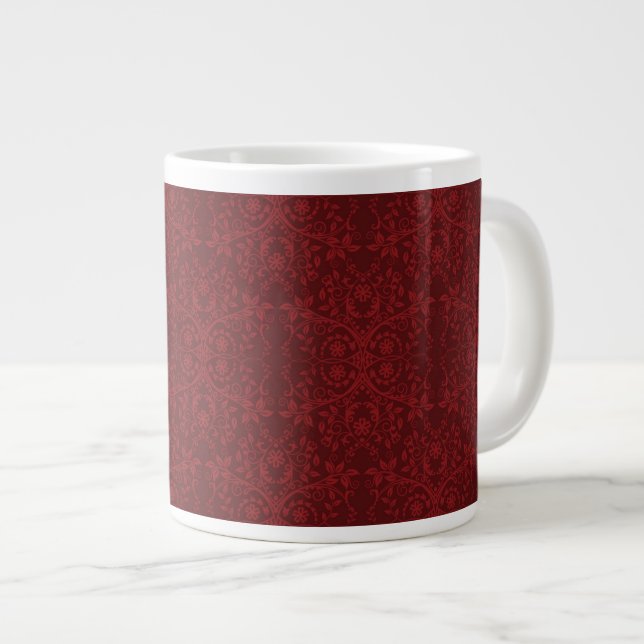 Detailed Red Floral Wallpaper Large Coffee Mug (Front Right)