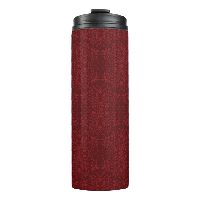 Detailed Red Floral Wallpaper Thermal Tumbler (Front)