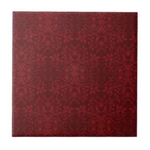 Detailed Red Floral Wallpaper Tile