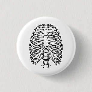 Detailed Rib Cage Anatomy Line Art 3 Cm Round Badge