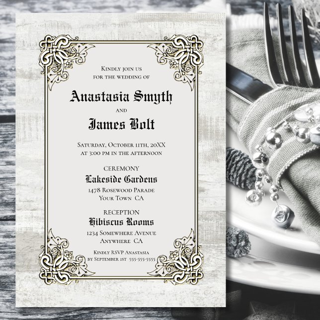 Detailed Rustic Wood Carved Frame Wedding Invitation (Creator Uploaded)