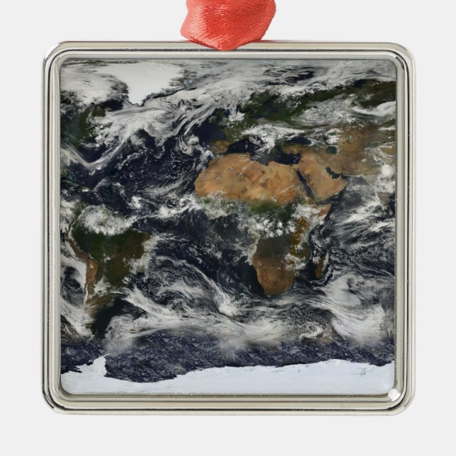 Detailed satellite view of Earth Metal Ornament (Front)