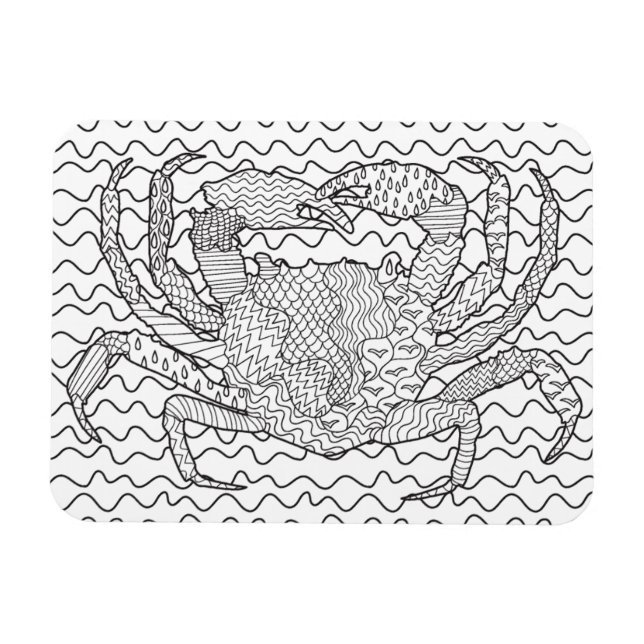 Detailed Sea Crab Doodle Magnet (Horizontal)
