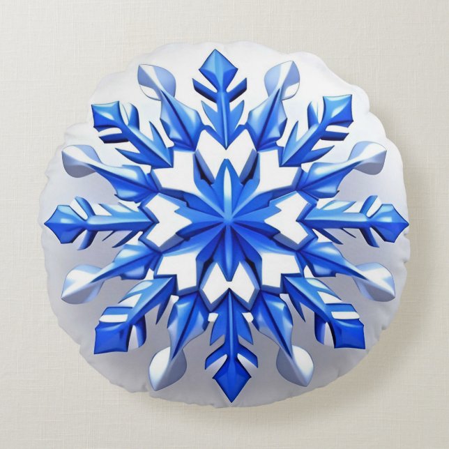 Detailed Snowflake Design Round Cushion (Front)