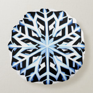 Detailed Snowflake Ornament Round Cushion