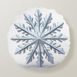 Detailed Snowflake Ornament Round Cushion