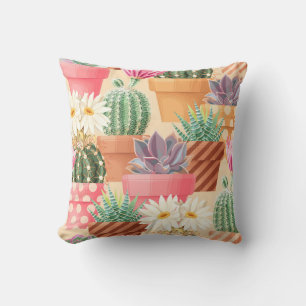Detailed succulent, cactus seamless pattern. cushion