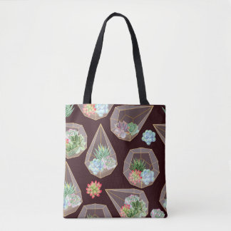Detailed Succulent Cactus Seamless Pattern Tote Bag