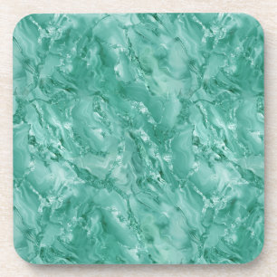 Detailed Swirling Marble-Like in Teal Green Coaster