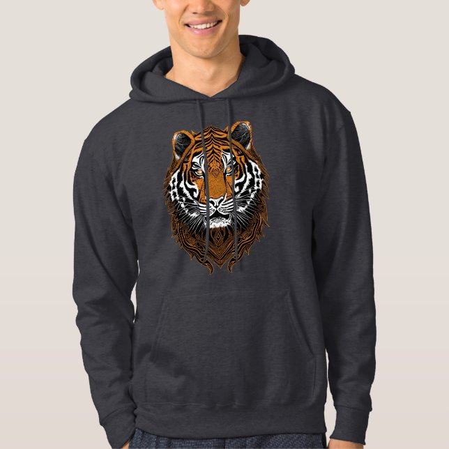 Detailed Tiger Face Hoodie (Front)