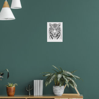 Detailed Tiger Face Sketch Graphic Art Poster