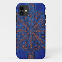 Detailed Tribal Chaos Symbol Gold on Blue