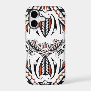 Detailed tribal maori polynesian orange pattern